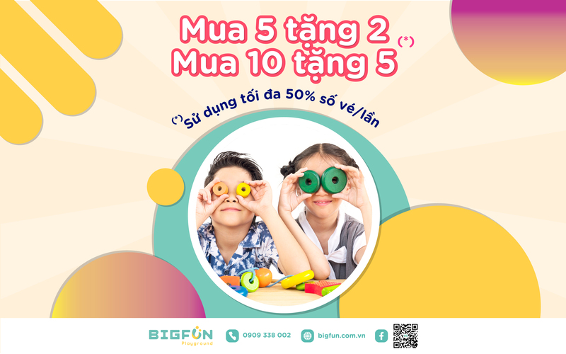 Vé khu vui chơi trẻ em Bigfun ưu đãi dịp Tết